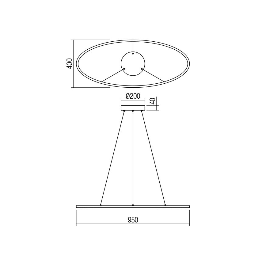 Redo 01-3339 - LED prigušiva luster na sajli LEO LED/48W/230V 3000/4000K CRI 90 40x95 cm crna