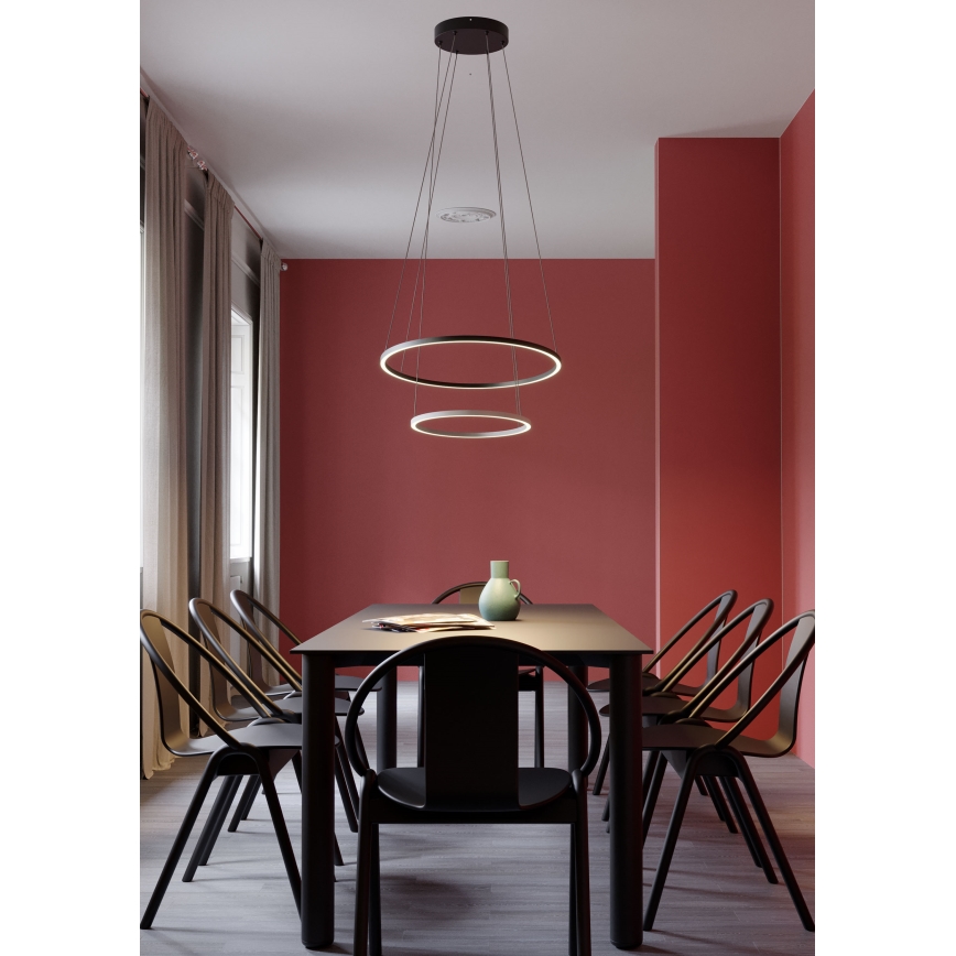 Redo 01-3343 - LEO LED luster na sajli, prigušiva, LED/115W/230V, 3000/4000K, CRI 90, 60x130 cm, crna