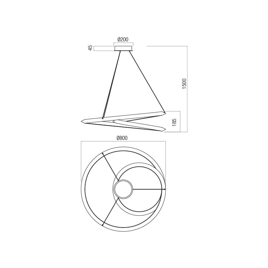 Redo 01-3376 - LED prigušiva luster na sajli STORM LED/60W/230V 3000/4000/6000K CRI 90 Ø 80 cm bela