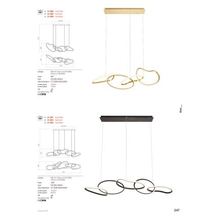 Redo 01-3393 - LED prigušiva luster na sajli BIAS LED/120W/230V 3000/4500/6500K CRI 90 crna