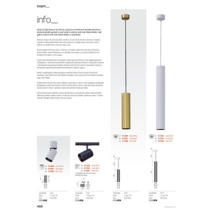 Redo 01-3402 - DELPHI plafonska spot svetiljka 2x GU10/7W/230V, zlatna