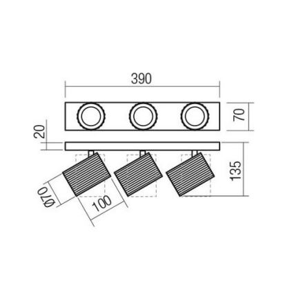 Redo 01-3406 - Spot svetiljka DELPHI 3xGU10/7W/230V crna