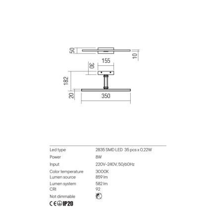 Redo 01-3460 - LED svetlo za slike LINEAR LED/8W/230V 35 cm CRI 92 bela