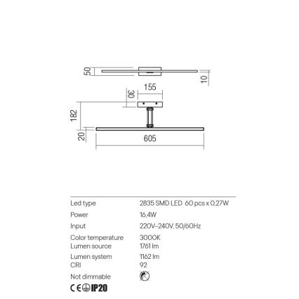 Redo 01-3463 - LED svetlo za slike LINEAR LED/8W/230V 60,5 cm CRI 92 crno