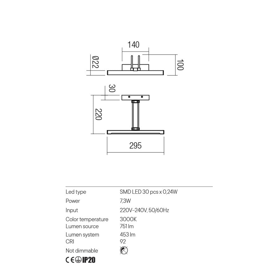 Redo 01-3468 - LED svetlo za slike IKON LED/7,3W/230V 29,5 cm CRI 92 bela