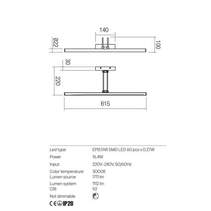 Redo 01-3473 - LED osvetljenje za slike IKON LED/16,4W/230V 61,5 cm CRI 92 mesing