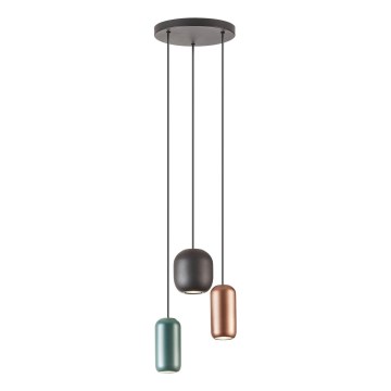 Redo 01-3480 - Luster na sajli BOOM 3xGU10/10W/230V prečnik 33 cm crna/zelena/braon