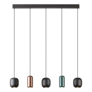 Redo 01-3481 - Luster na lanku BOOM 5xGU10/10W/230V crna/zelena/smeđa