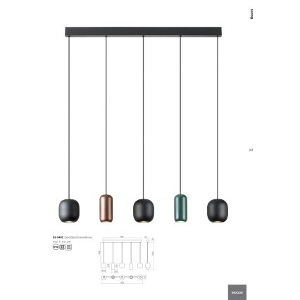 Redo 01-3481 - Luster na lanku BOOM 5xGU10/10W/230V crna/zelena/smeđa