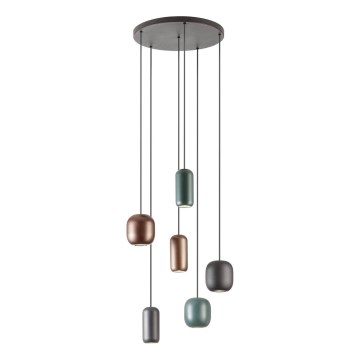 Redo 01-3482 - Luster na sajli BOOM 6xGU10/10W/230V prečnik 48 cm crna/zelena/braon