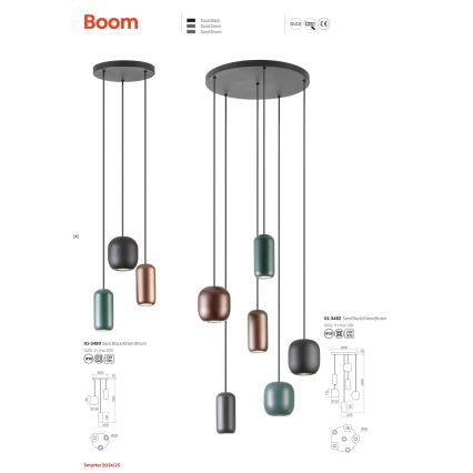Redo 01-3482 - Luster na sajli BOOM 6xGU10/10W/230V prečnik 48 cm crna/zelena/braon