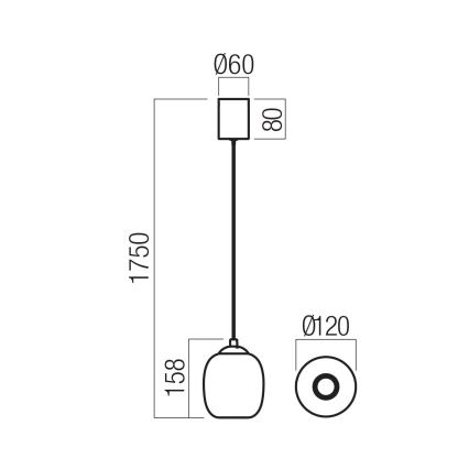 Redo 01-3486 - LED luster na sajli KHADI LED/6W/230V CRI 90 prečnik 12 cm crna/zadimljeno