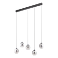 Redo 01-3490 - LED prigušiva luster na sajli KHADI 5xLED/5,2W/230V CRI 90 crna/zadimljena