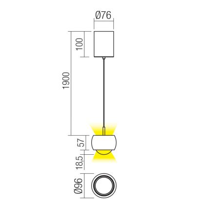 Redo 01-3546 - LED luster na sajli AVES LED/12W/230V prečnik 9,6 cm CRI 90 bela