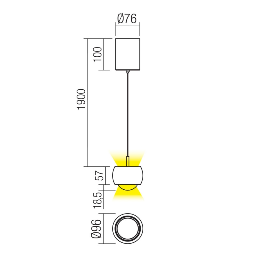 Redo 01-3549 - LED luster na sajli AVES LED/12W/230V prečnika 9,6 cm CRI 90 siva
