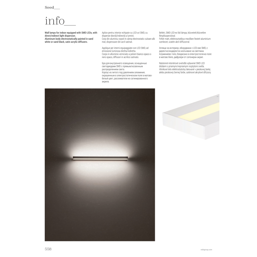 Redo 01-3552 - LED zidno svetlo SEED LED/15W/230V belo
