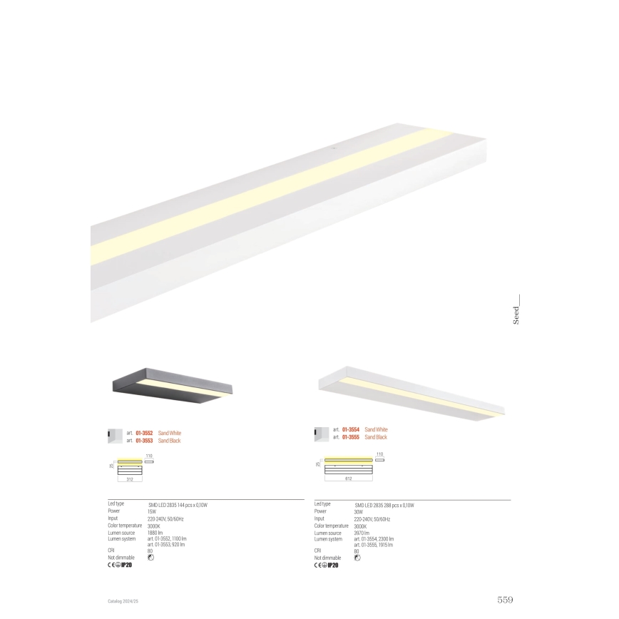 Redo 01-3552 - LED zidno svetlo SEED LED/15W/230V belo