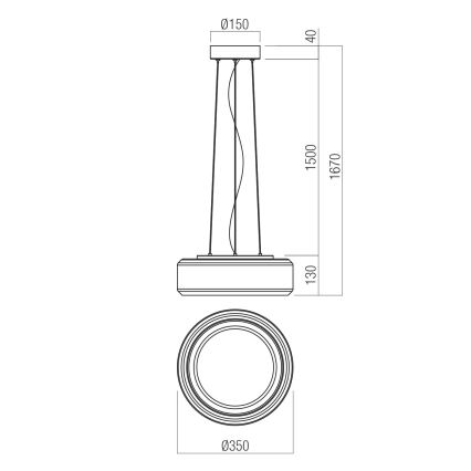 Redo 01-3591 - LED luster na sajli SOLERA LED/24W/230V prečnik 35 cm CRI 93 3000/4000K siva