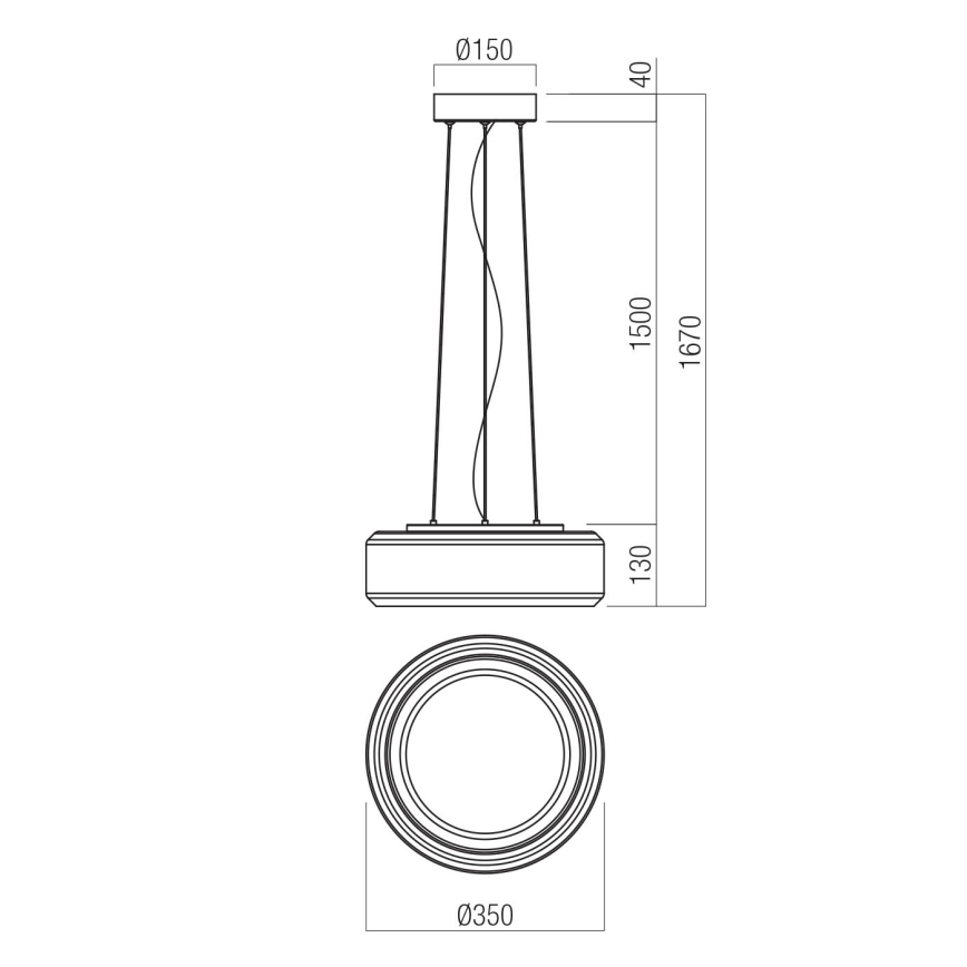 Redo 01-3591 - LED luster na sajli SOLERA LED/24W/230V prečnik 35 cm CRI 93 3000/4000K siva