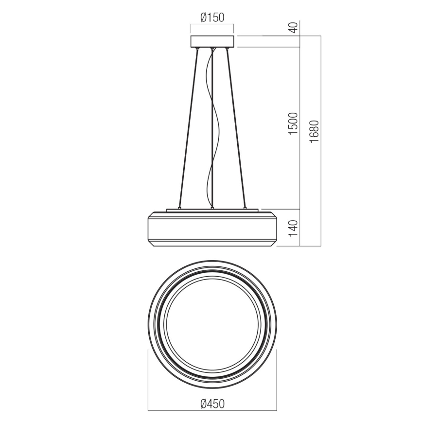 Redo 01-3592 - LED luster na sajli SOLERA LED/36W/230V, prečnik 45 cm, CRI 93, 3000/4000K, siva