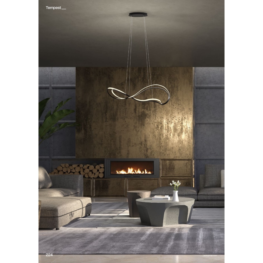 Redo 01-3599 - LED prigušiva luster na sajli TEMPEST LED/58W/230V crna