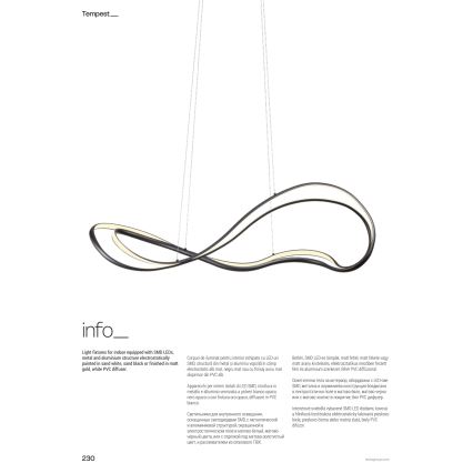 Redo 01-3599 - LED prigušiva luster na sajli TEMPEST LED/58W/230V crna