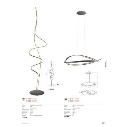 Redo 01-3616 - LED prigušiva luster na sajli IMPULS LED/38W/230V zlatna