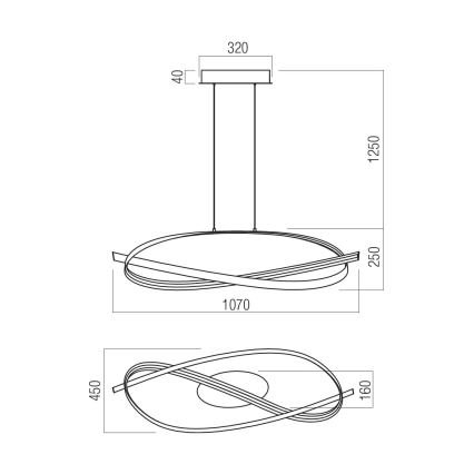 Redo 01-3616 - LED prigušiva luster na sajli IMPULS LED/38W/230V zlatna