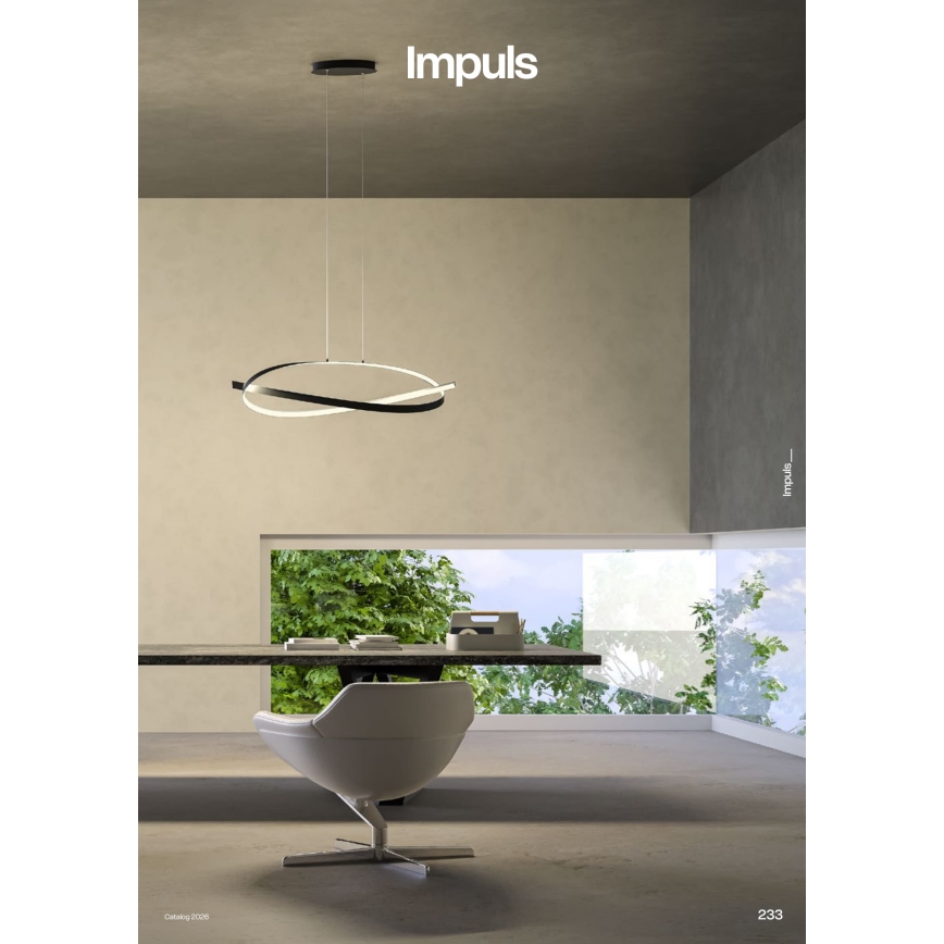 Redo 01-3617 - prigušiva LED luster na sajli IMPULS LED/38W/230V crni