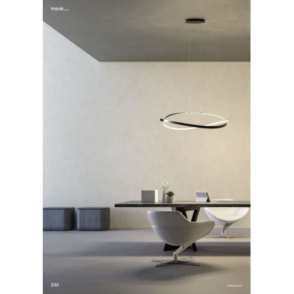 Redo 01-3617 - prigušiva LED luster na sajli IMPULS LED/38W/230V crni