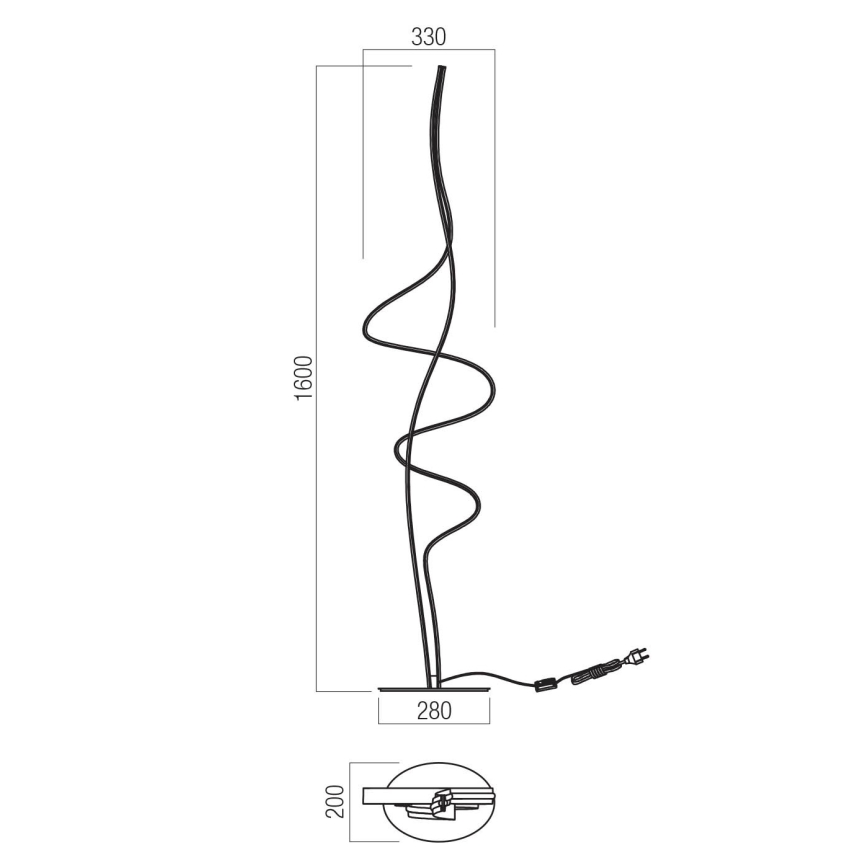 Redo 01-3625 - LED prigušiva stojeća lampa IMPULS LED/36W/230V zlatna