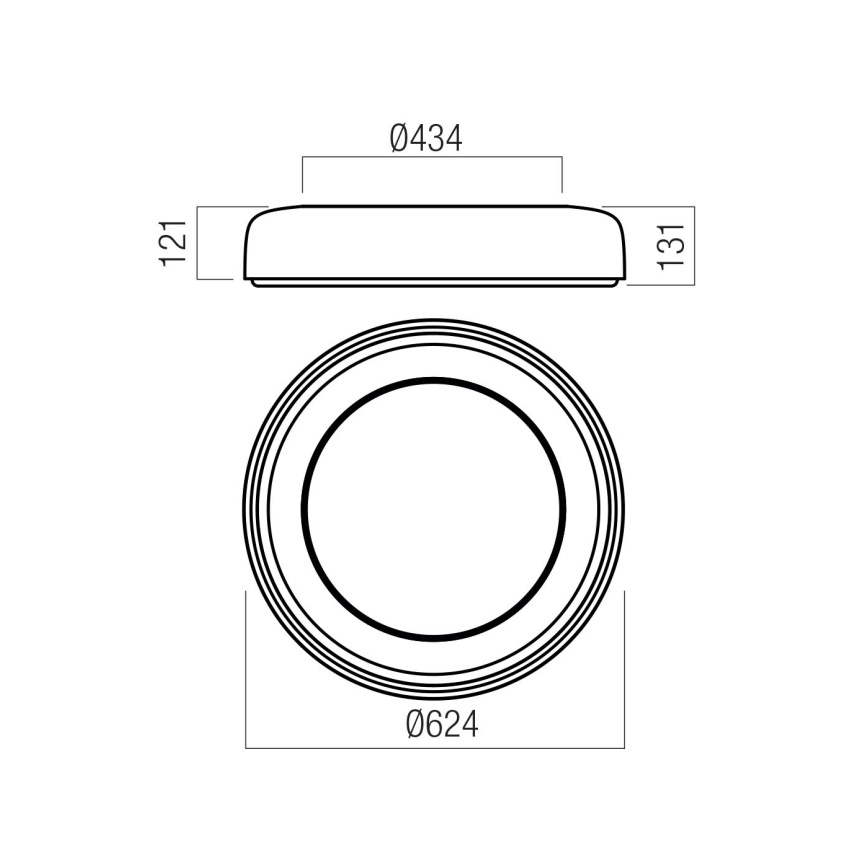 Redo 01-3724 - LED plafonsko svetlo DIP LED/40W/230V 2700/3000/4000/5000/6500K CRI 90 prečnik 62,4 cm crna