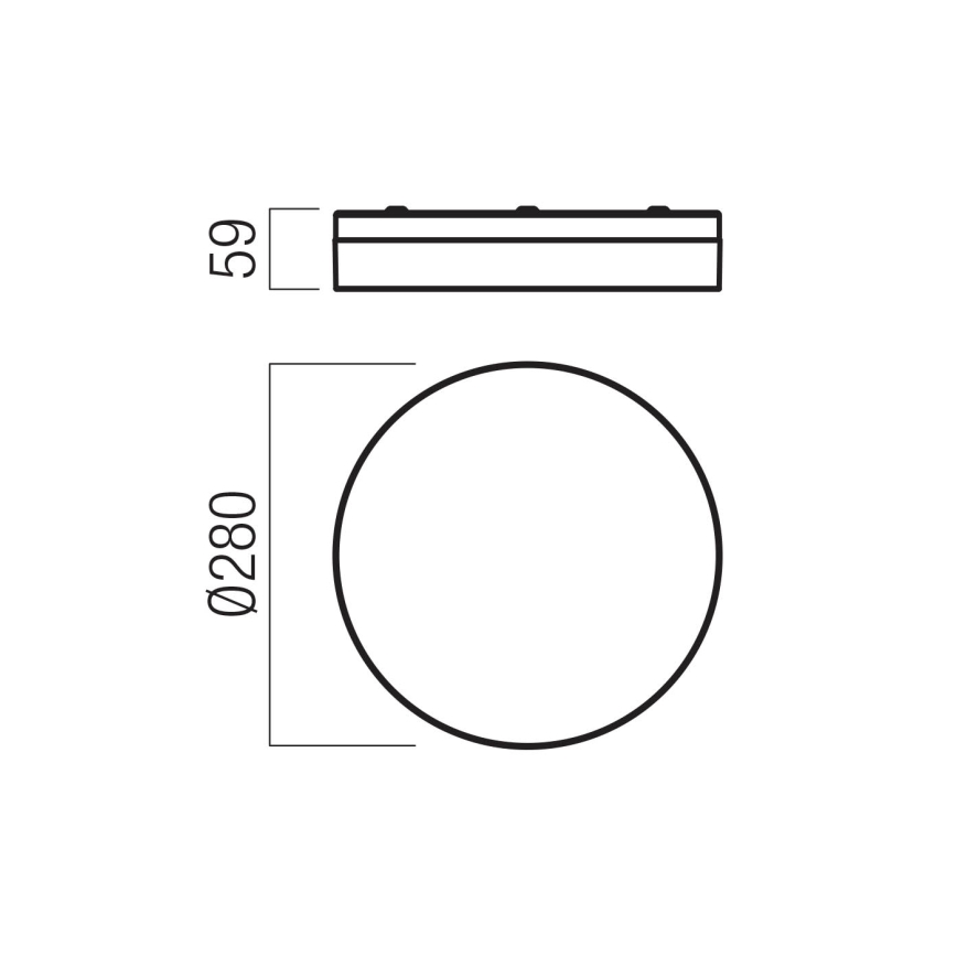 Redo 01-3728 - FRISBI LED stropno svetlo za kupatilo, 18 W, 230 V, prečnik 28 cm, CRI 90, 3000/4000 K, IP44, sjajni hrom