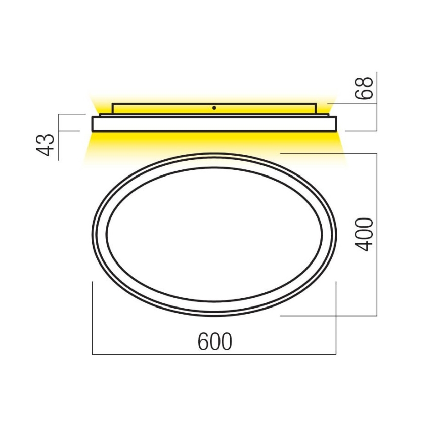 Redo 01-3808 - LED prigušiva stropna svetiljka NOBU LED/60W/230V 3000/4000K CRI 90 crna