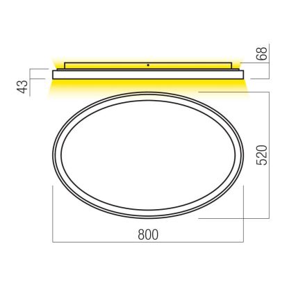 Redo 01-3810 - LED prigušiva plafonska svetiljka NOBU LED/80W/230V 3000/4000K CRI 90 zlatna