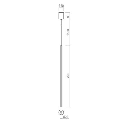 Redo 01-3860 - LED luster na sajli NIKOS LED/8W/230V CRI 90, prečnik 6 cm, zlatna