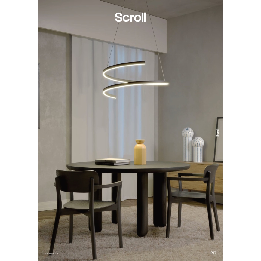 Redo 01-4015 - LED prigušiva luster na sajli SCROLL LED/38W/230V 3000K/4000K/6000K CRI 90 prečnik 60 cm crna