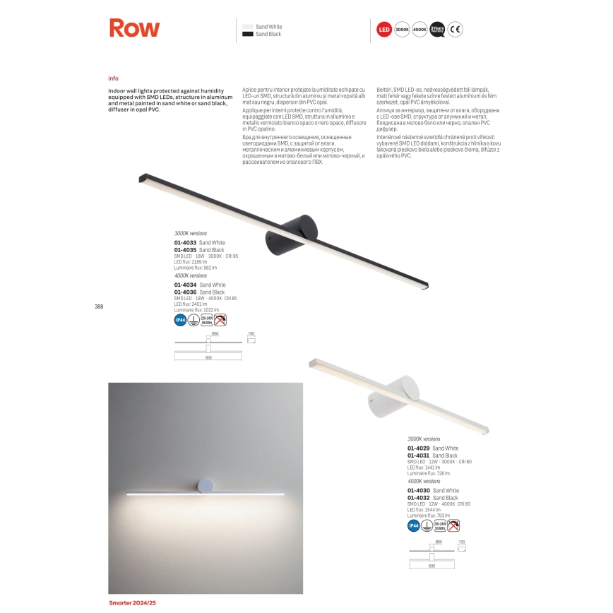 Redo 01-4034 - LED osvetljenje za kupatilsko ogledalo ROW LED/18W/230V 90 cm IP44 belo
