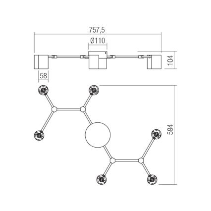 Redo 01-4048 - Spot svetiljka WEBB 6xGU10/10W/230V crna