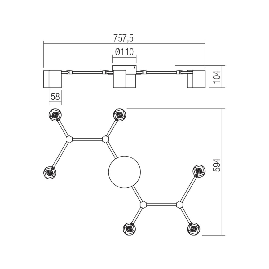 Redo 01-4048 - Spot svetiljka WEBB 6xGU10/10W/230V crna