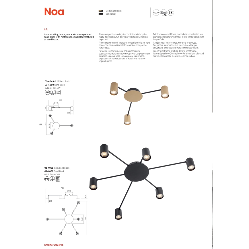 Redo 01-4050 - Spot svetlo NOA 3xGU10/10W/230V crno