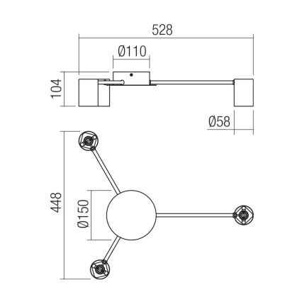 Redo 01-4050 - Spot svetlo NOA 3xGU10/10W/230V crno