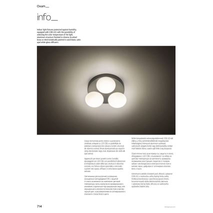 Redo 01-4307 - LED plafonsko svetlo za kupatilo OVUM 3xLED/5W/230V 3000/4000K CRI 90 prečnik 24 cm IP44 bela/mesing