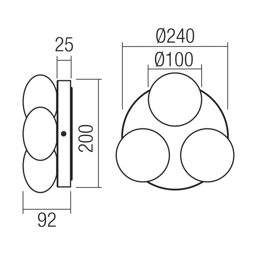 Redo 01-4308 - LED plafonsko svetlo za kupatilo OVUM 3xLED/5W/230V 3000/4000K CRI 90, prečnik 24 cm, IP44, bela/crna