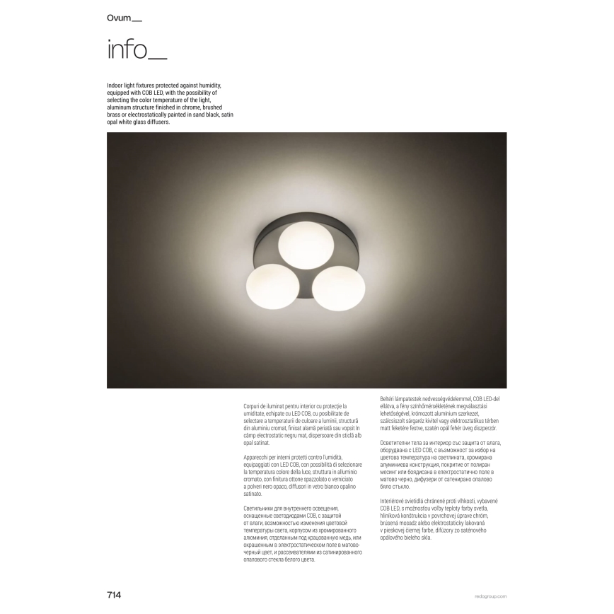 Redo 01-4311 - LED plafonsko svetlo za kupatilo OVUM 4xLED/5W/230V 3000/4000K CRI 90 IP44 bela/crna