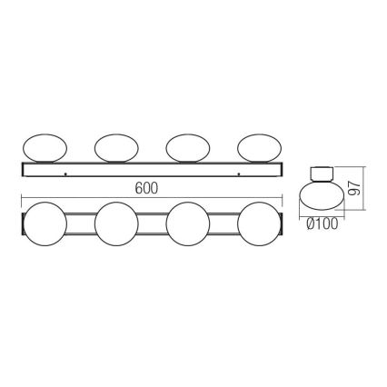 Redo 01-4311 - LED plafonsko svetlo za kupatilo OVUM 4xLED/5W/230V 3000/4000K CRI 90 IP44 bela/crna