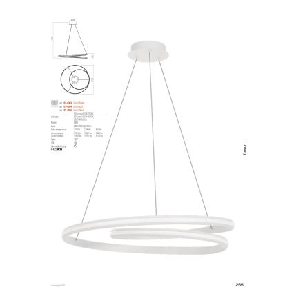 Redo 01-4363 - LED prigušiva luster na sajli TORSION LED/60W/230V 2700/3000/4000K CRI 90 prečnik 75,2 cm bela