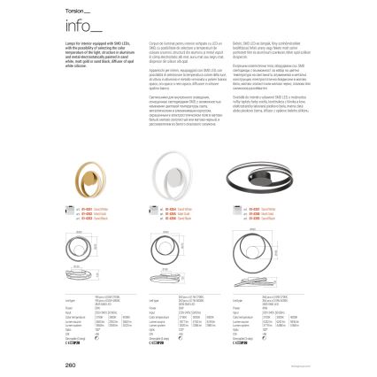 Redo 01-4365 - LED prigušiva luster na sajli TORSION LED/60W/230V 2700/3000/4000K CRI 90 prečnik 75,2 cm crna