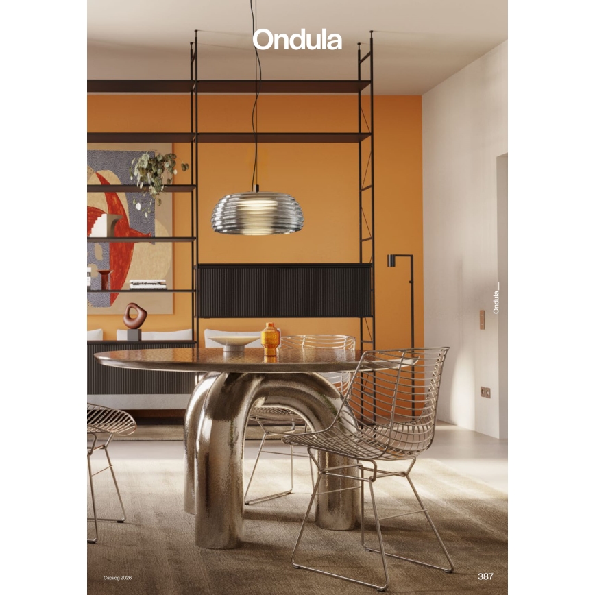 Redo 01-4543 - LED prigušiva luster na sajli ONDULA LED/16W/230V 2700K/3000K CRI 90 Ø 41 cm crna/dimljena