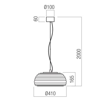 Redo 01-4543 - LED prigušiva luster na sajli ONDULA LED/16W/230V 2700K/3000K CRI 90 Ø 41 cm crna/dimljena